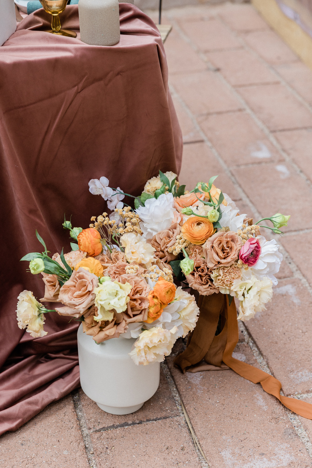 Neutral Floral Arrangement in Vases